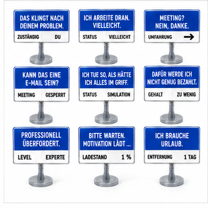 Büro Schreibtisch Schild mit lustigem Spruch | Mini Straßenschild Deko | Geschenk für Kollegen & Freunde | 30 Designs