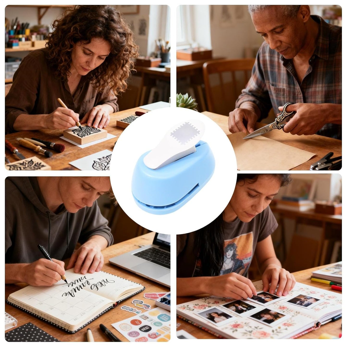 Quadratischer Locher Papierstanzer Briefmarken-Stanzer Papier Ausstanzer Motivlocher Für Stempelherstellung, Etikettenherstellung, Bastelarbeiten