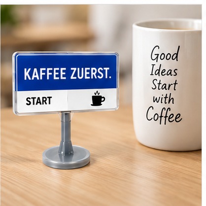 Büro Schreibtisch Schild mit lustigem Spruch | Mini Straßenschild Deko | Geschenk für Kollegen & Freunde | 30 Designs