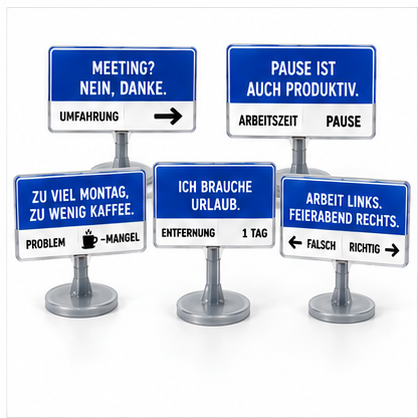 Büro Schreibtisch Schild mit lustigem Spruch | Mini Straßenschild Deko | Geschenk für Kollegen & Freunde | 30 Designs