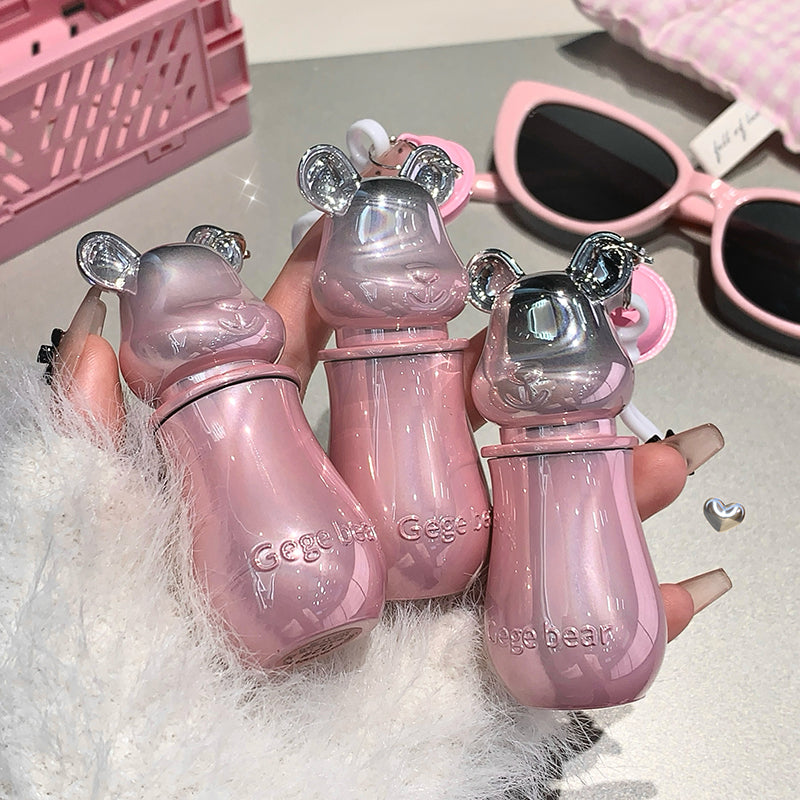 GEGE BEAR Lippenstift mit Glossy Finish & süßem Bären-Taschenanhänger, 3,8 g