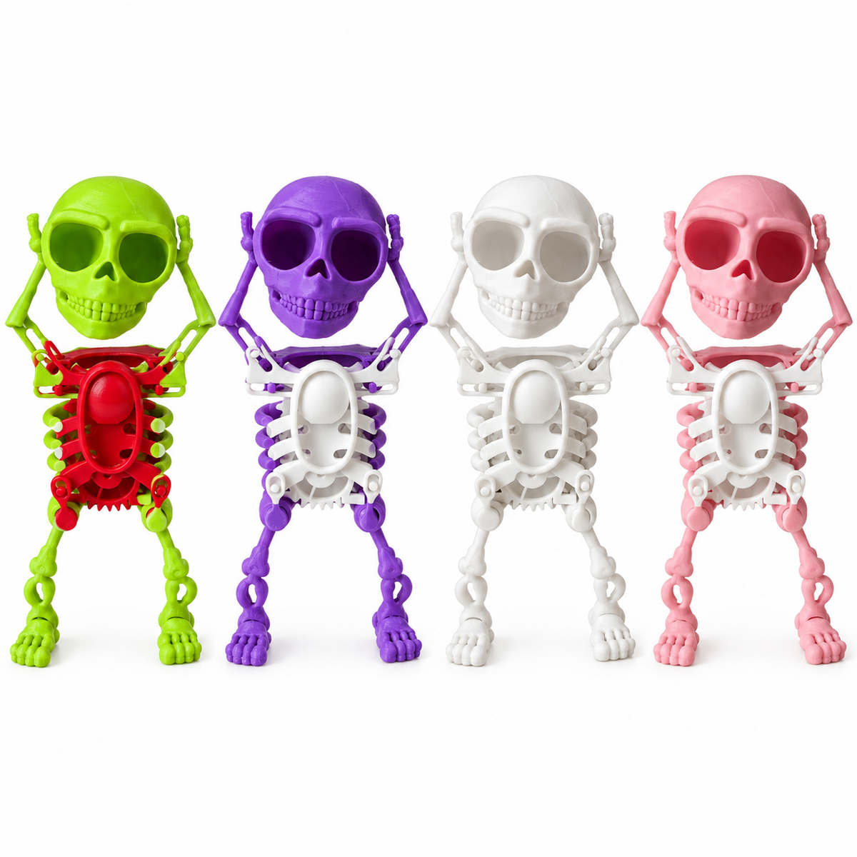 Tanzendes Skelett zum Aufziehen – Dancing Skeleton, lustige Wackelfigur, Halloween-Deko und Schreibtisch-Gadget, Grün, Lila, Weiß oder Rosa