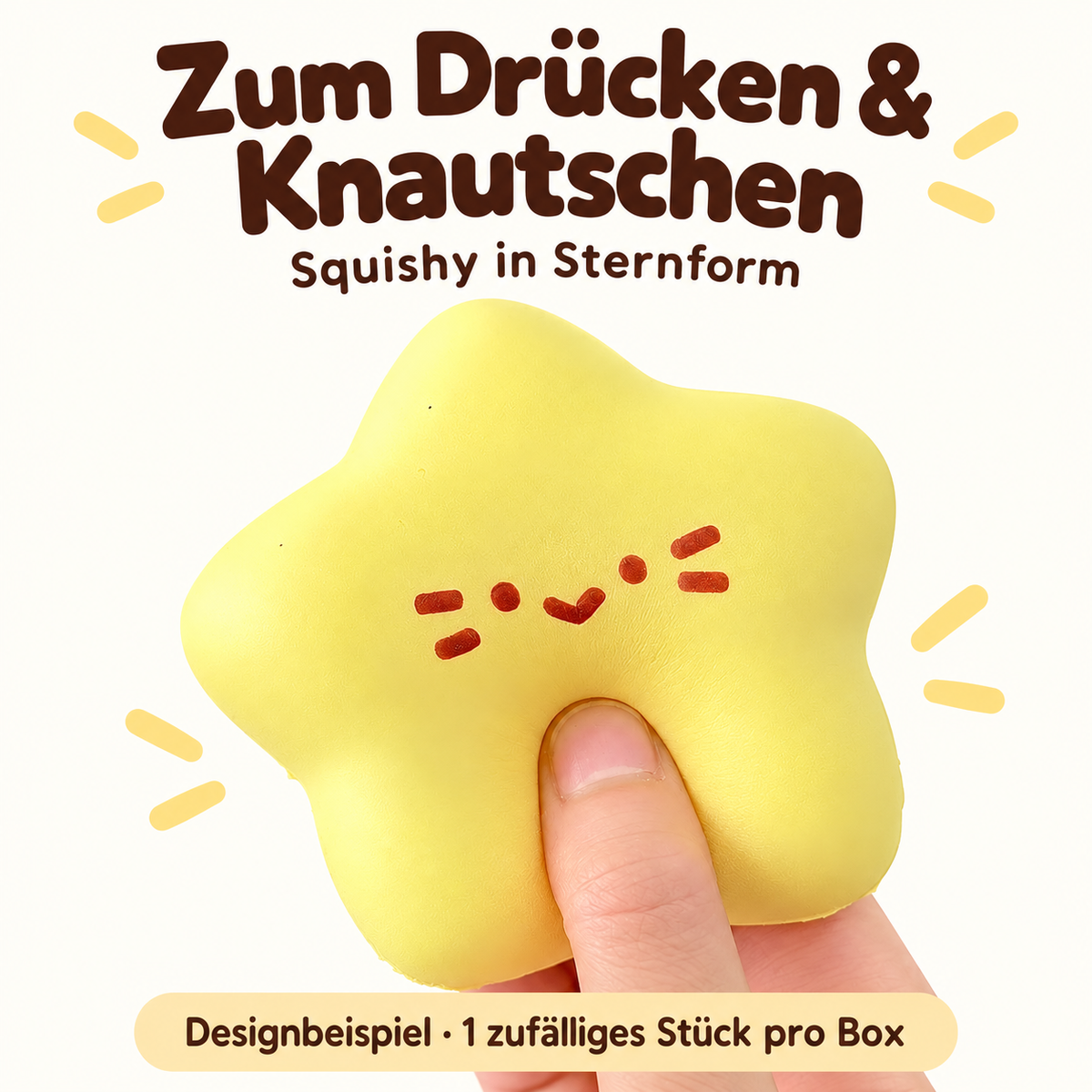 Squishy – Blindbox 1 Stück zufällig aus 11 farbenfrohen Designs | Weiches Drückspielzeug zum Sammeln