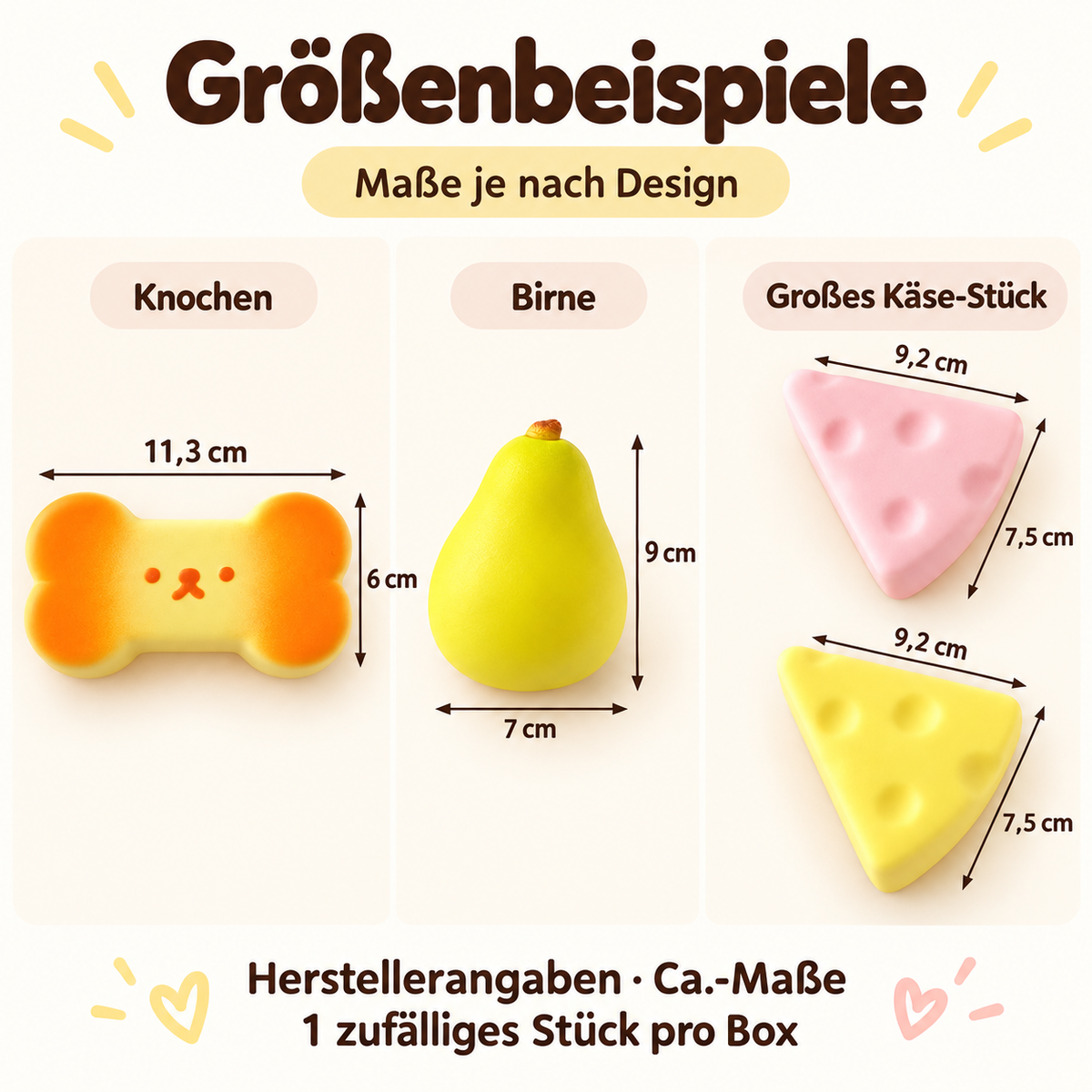 Squishy – Blindbox 1 Stück zufällig aus 11 farbenfrohen Designs | Weiches Drückspielzeug zum Sammeln