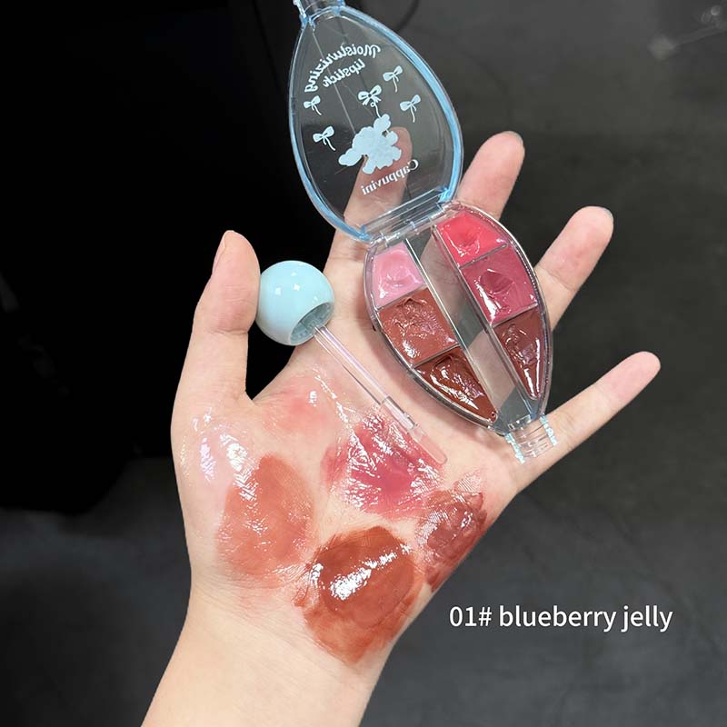 CAPPUVINI Lip Jelly – Lipgloss-Palette mit 6 Farben, Spiegelglanz und Silikon-Applikator, 6 g