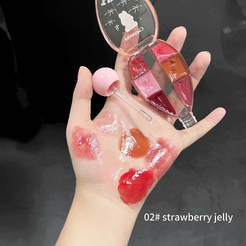 CAPPUVINI Lip Jelly – Lipgloss-Palette mit 6 Farben, Spiegelglanz und Silikon-Applikator, 6 g