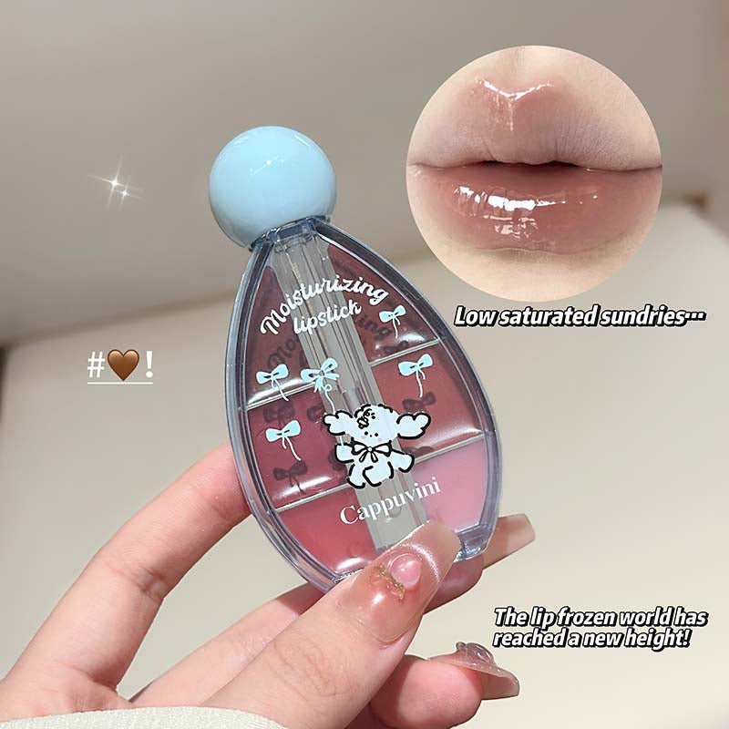 CAPPUVINI Lip Jelly – Lipgloss-Palette mit 6 Farben, Spiegelglanz und Silikon-Applikator, 6 g