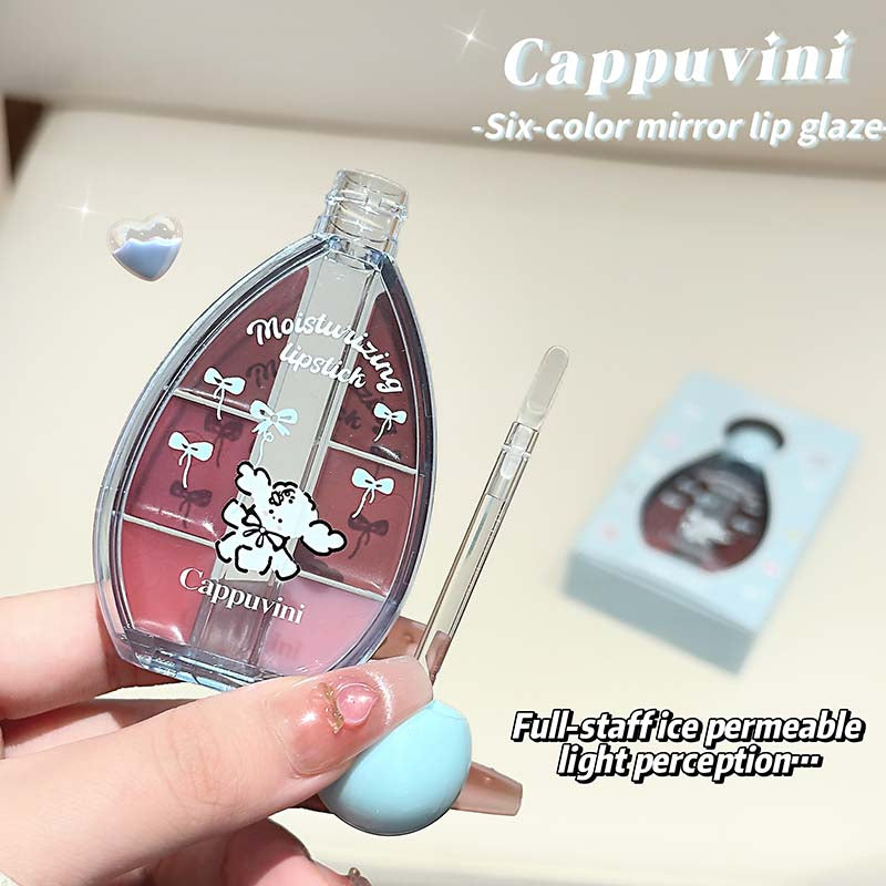 CAPPUVINI Lip Jelly – Lipgloss-Palette mit 6 Farben, Spiegelglanz und Silikon-Applikator, 6 g