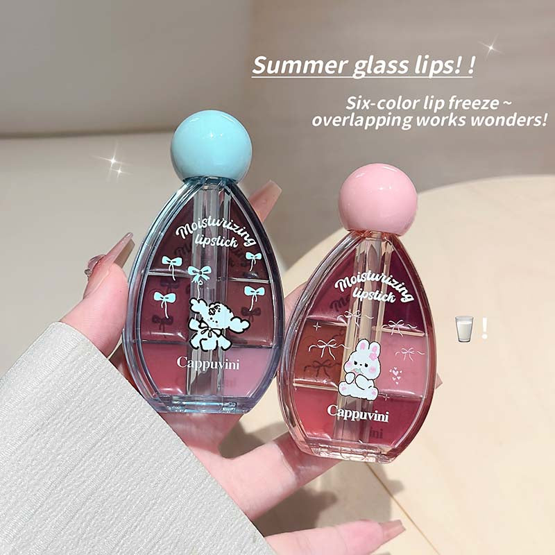 CAPPUVINI Lip Jelly – Lipgloss-Palette mit 6 Farben, Spiegelglanz und Silikon-Applikator, 6 g
