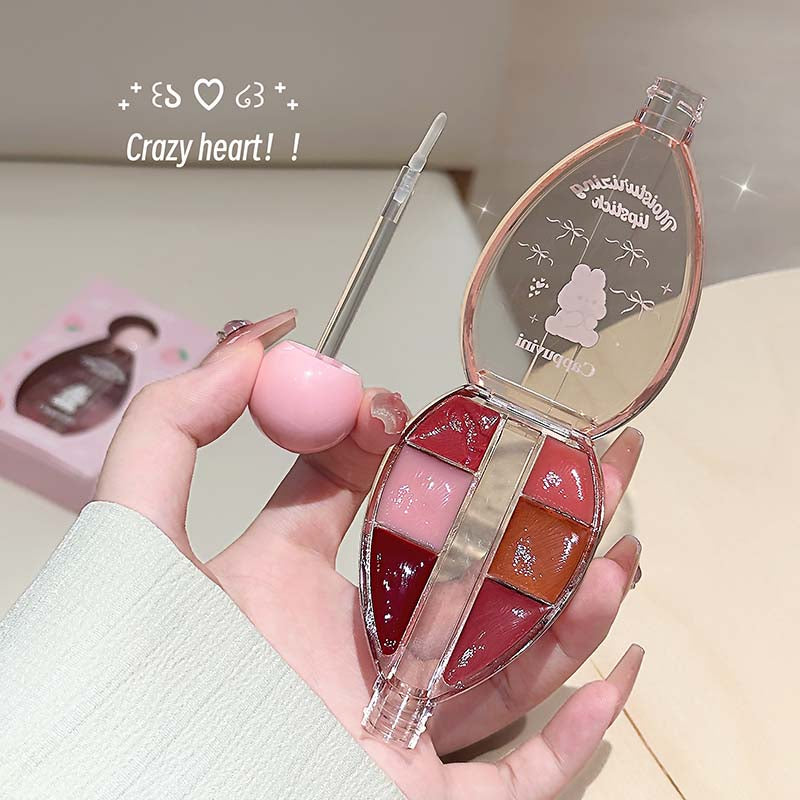 CAPPUVINI Lip Jelly – Lipgloss-Palette mit 6 Farben, Spiegelglanz und Silikon-Applikator, 6 g