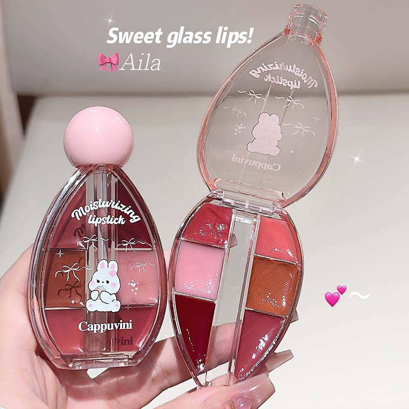 CAPPUVINI Lip Jelly – Lipgloss-Palette mit 6 Farben, Spiegelglanz und Silikon-Applikator, 6 g