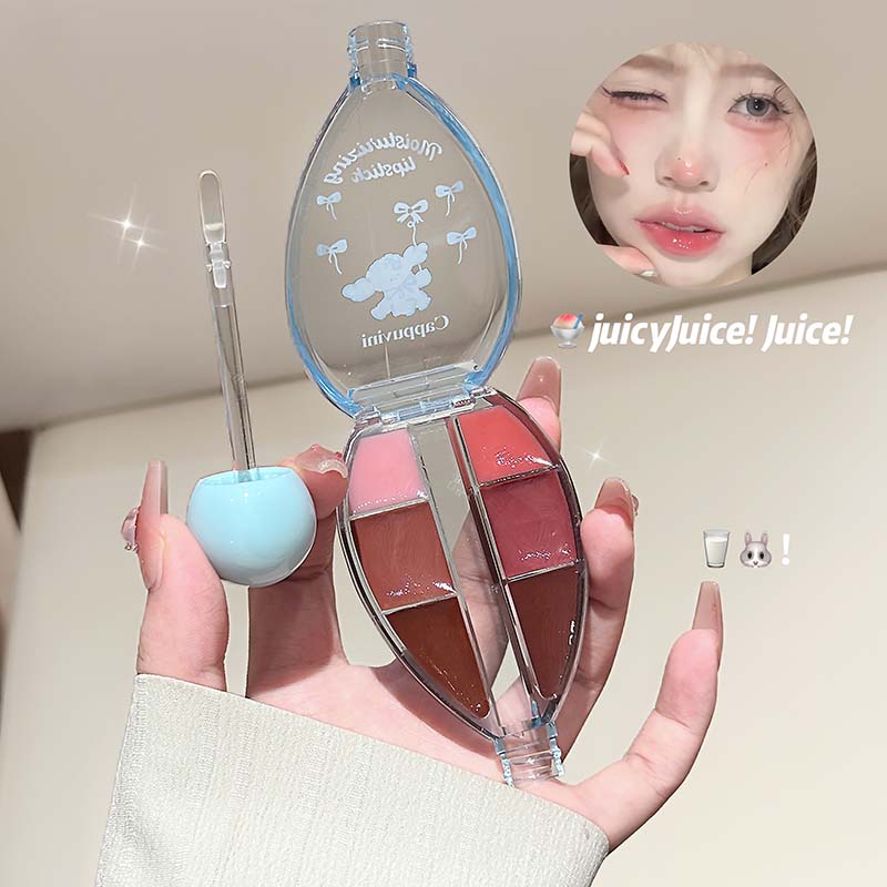 CAPPUVINI Lip Jelly – Lipgloss-Palette mit 6 Farben, Spiegelglanz und Silikon-Applikator, 6 g