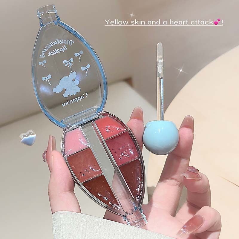 CAPPUVINI Lip Jelly – Lipgloss-Palette mit 6 Farben, Spiegelglanz und Silikon-Applikator, 6 g