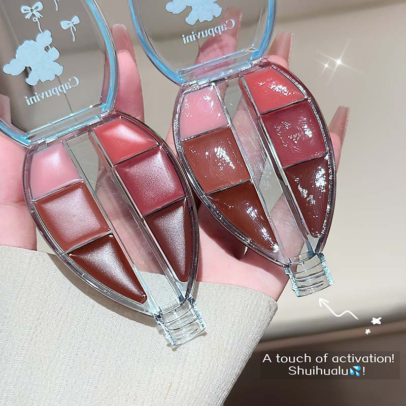 CAPPUVINI Lip Jelly – Lipgloss-Palette mit 6 Farben, Spiegelglanz und Silikon-Applikator, 6 g