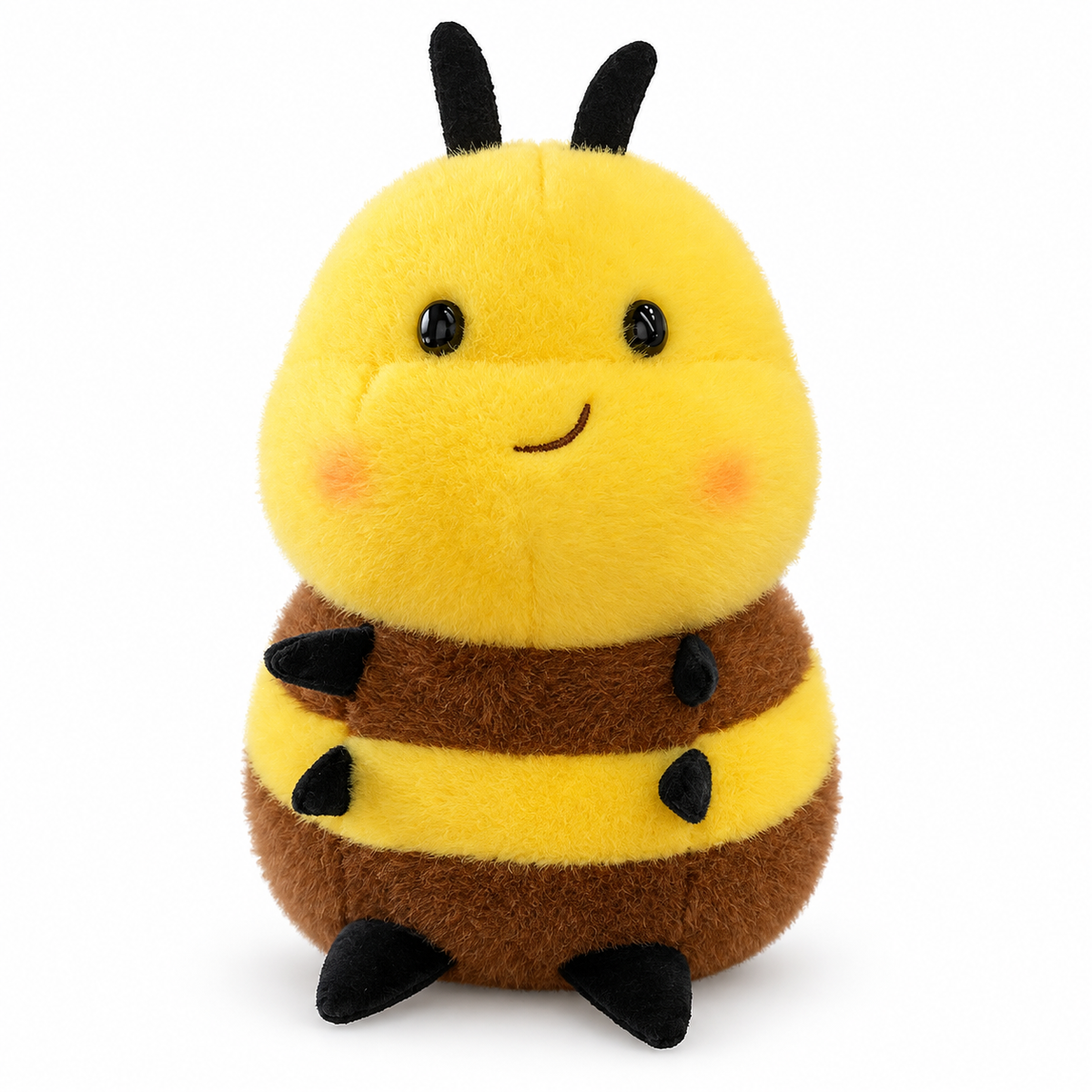 Kiss Bee Bienen-Kuscheltier 25 cm in Gelb-Braun – Vorderansicht vor weißem Hintergrund
