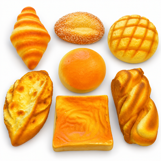 Brotförmiges Squishy mit Brotduft – langsam rückformendes Knautschspielzeug, 7 Designs zur Auswahl