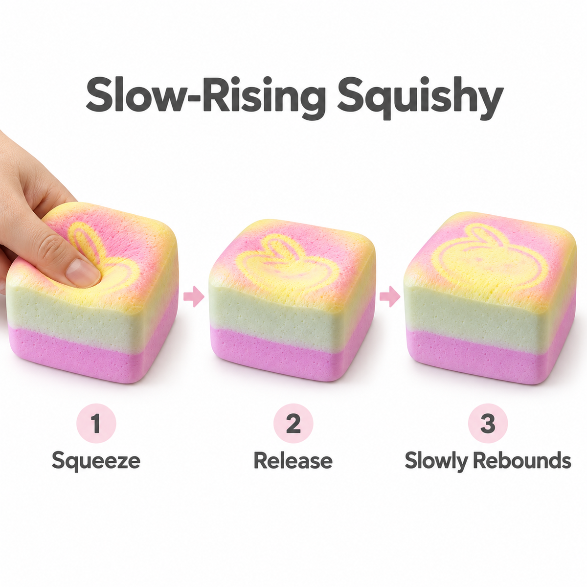 Squishy mit Kuchenduft – weiches Knautschspielzeug, Slow Rising, 8 × 8 × 5 cm, 8 Motive zur Auswahl